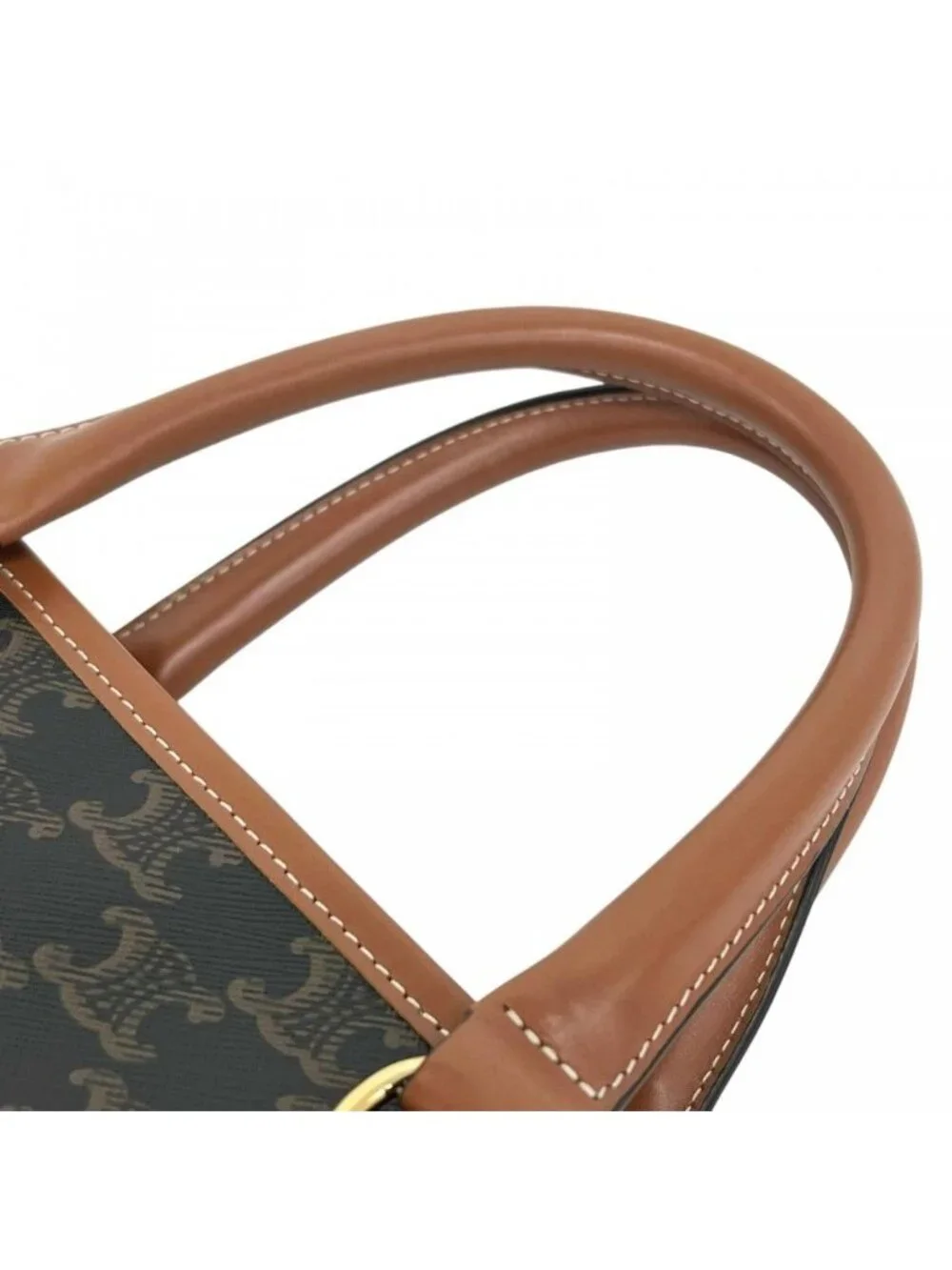 Celine Tote Triomphe Leather Brown Gold